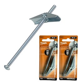 2 Pack Heavy Duty Drywall Anchors & Screws Toggle Bolts and Wing Nuts Set for Hollow Drywall Anchors Bolts Screws Hanging Lamps Heavy Items 1/4" x 3” Long 90 lbs Capacity