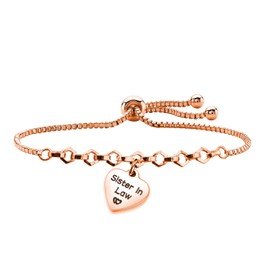 PLITI Sister In Law Gift Rose Gold Sister In Law Slide Bracelet Sister of The Groom Gift For Her (sister inLaw RG)