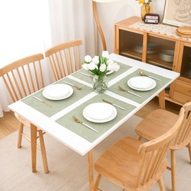 AOKSUNOVA Cloth Placemats Set of 4 Farmhouse Linen Table Mats for Dining Table Turquoise