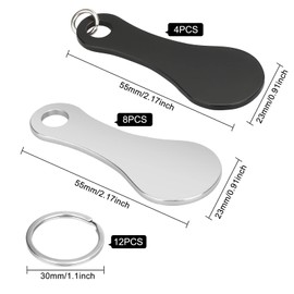 HOWHYUE 12 Pcs Quarter Holder Keychain Mini Aluminum Alloy Key Ring Shopping Trolley Tokens Unisex Shopping Cart Key for Men Women Shopping Cart Grocery Shopping Trolleys (Silver, Black)