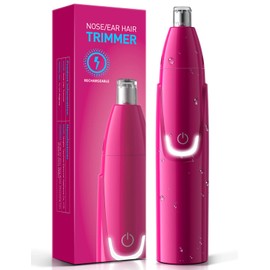 ZORAMI Rechargeable Ear and Nose Hair Trimmer - 2022 Professional Painless Eyebrow & Facial Hair Trimmer for Men Women, Powerful Motor and Dual-Edge Blades for Smoother Cutting Magenta