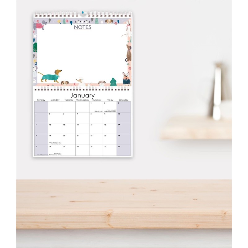 2026 Memo Wall Calendar Notes Board - Lilac Dog Design