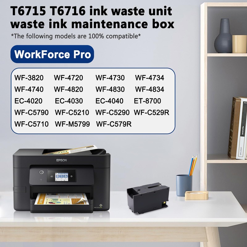 KSUMEI T6715 T6716 Remanufactured Ink Maintenance Box Tank Compatible with