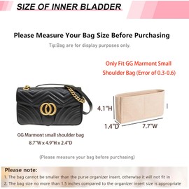 OAikor Felt Purse Organizer Insert Compatible with GG Marmont Small Matelasse Shoulder Handbag and More, Small Handbag Insert Liner Pouch for Women Inner Bladder Bag Storage Bag (Beige,S)