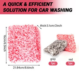 GMHLLES 2PCS Car Wash Mitt,Microfibre Wash Mitt Super Thick Super Soft Anti Scratch No Swirl Rich Foam Safe to Clean Perfect Car Gift