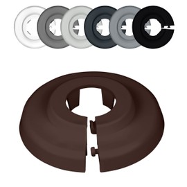 FUX Pack of 2 Single Rosettes for Heating Pipes, Covers, 15 mm, 18 mm, 22 mm, Polypropylene, Black, Brown and Grey Tones (18 mm, Nut Brown RAL 8011)