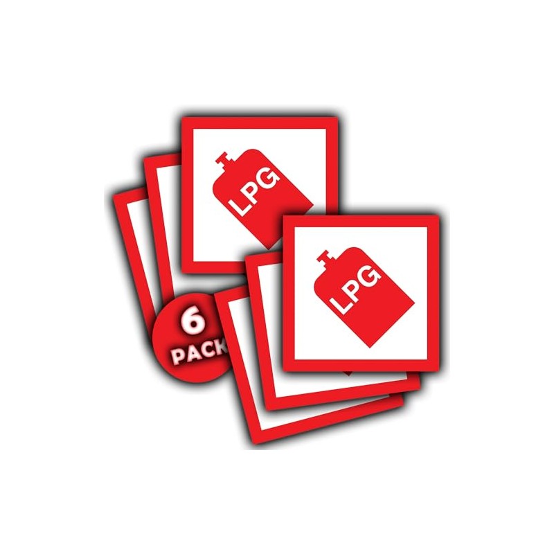 6 Pack - LPG Warning Stickers - 100mm x 100mm