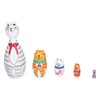 5Pcs Nesting Dolls Kit Innovative Cartoon LongNecked Cat Ornament Wooden