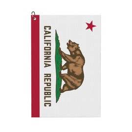REVENEVER California Flag Golf Towel Microfiber Golf Towel for Golf Bag with Carabiner Golf Accessories for Men and Women