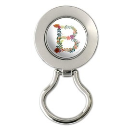 Letter B Floral Monogram Initial Magnetic Metal Eyeglass ID Badge Holder