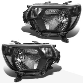 Pair of Headlights Headlamps Assembly Compatible with 12-15 Toyota Tacoma,Black Housing/Clear Corner