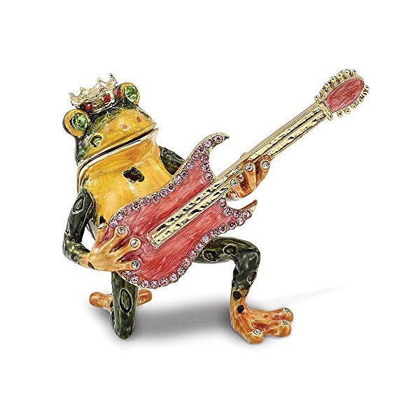 Jewels By Lux Bejeweled Keith Rocks Musician Frog Trinket Box