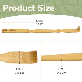 BambooMN 17 Inch Bamboo Wooden Back Scratcher Knobby Massage Roller Handle for Itching Stress Relief, 1 Unit