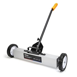 NEIKO 53416A 24” Rolling Magnetic Sweeper with Wheels, 50 Pound Capacity, Adjustable Handle & Floor Magnet Clearance Height, Metal Pick Up and Nail Magnet, Floor Sweeper for Construction, Shop, Etc