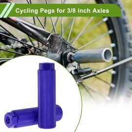 X AUTOHAUX 4 Pcs Aluminum Alloy Anti-Skid Bike Pegs 100mm Length Bicycle Backseats Stands Cycling Foot Pegs 3/8 Inch Axles Blue