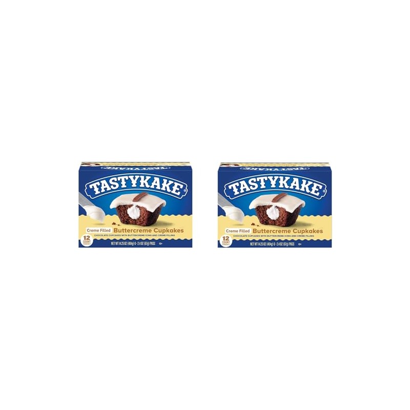 Tastykake Cream Filled Buttercreme Cupcakes, 2 Boxes, 17.6 oz Each