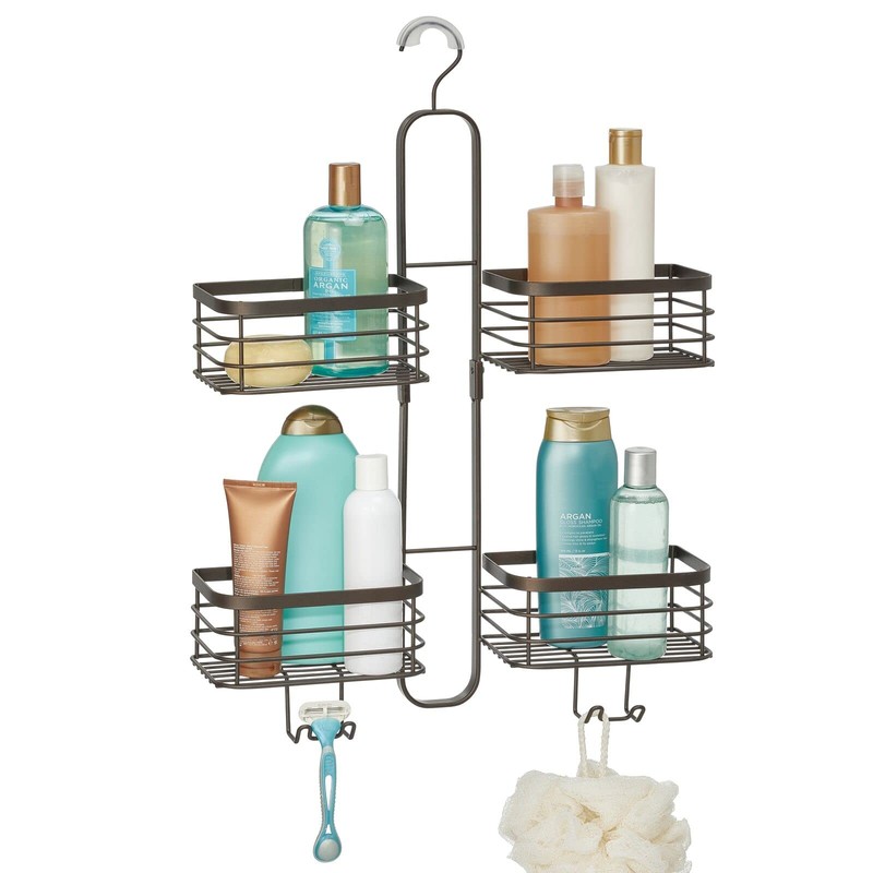 mDesign Metal Steel Hanging Shower Caddy, 4 Basket Organizer Rack