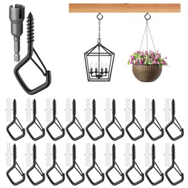 KINGHON Screw Hooks, 18 Pieces Stainless Steel Hook Screws with Lock, Hooks for Screws, Wall Hooks Ceiling Hooks for Hanging Plants, Lights