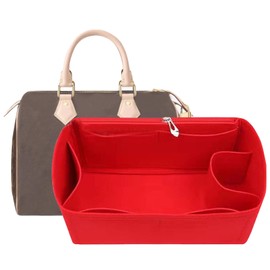 Lckaey Purse Inserts for Speedy 25 Organizer Insert, for monogram bag, HandBag protective insert Tote Bag and hand bag protector, organizer insert 1083red-M