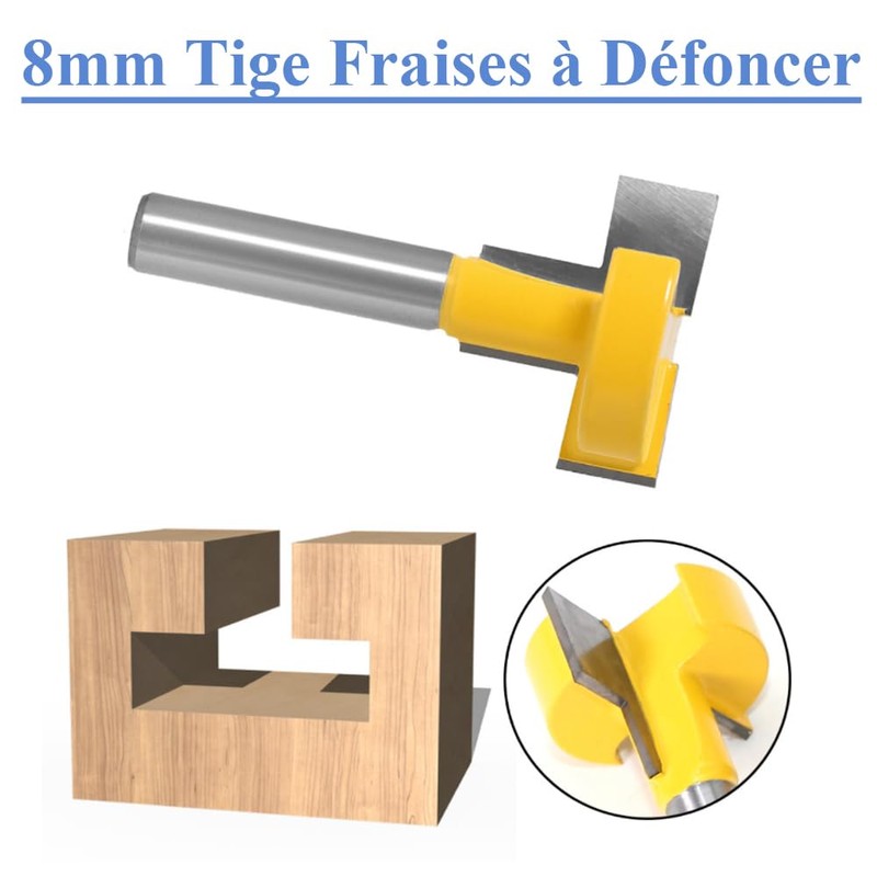 Mesee T-Track Router Bit for Router with Groove 8mm Shank