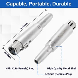 Togconn 1/4" TRS to XLR Female Adapter 4 Pack, 6.35mm Connector