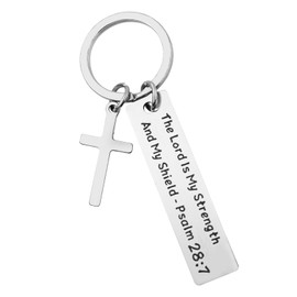 Enkrio Christian Cross Keychain Inspirational Bible Verse The Lord Is My Strength and My Shield Cross Keychain Religious Gifts for Birthday Christmas Easter
