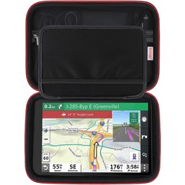 BOVKE Hard Carrying GPS Case für 10-Zoll Garmin dēzl LGV 1010, Garmin Camper 1090, Garmin dēzl LGV1000 MT-D LKW-Navigationsgerät, Mesh Tasche für Auto Ladegerät, USB Kabel, schwarz