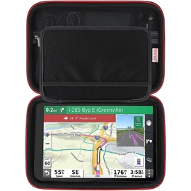 BOVKE Hard Carrying GPS Case für 10-Zoll Garmin dēzl LGV 1010, Garmin Camper 1090, Garmin dēzl LGV1000 MT-D LKW-Navigationsgerät, Mesh Tasche für Auto Ladegerät, USB Kabel, schwarz