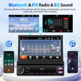 Motorsi 7 Inch Single Din Car Stereo Radio 1080P HD Touch Screen Handsfree FM Audio Receiver with Mirror Link Backup Camera Steering Wheel Control USB T/AUX MIC