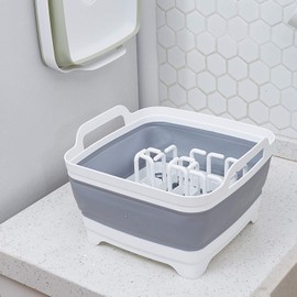 Collapsible Dish Pans for Washing Dishes 9L Portable Wash Dish Basin Foldable Laundry Tub with Drain Plug for Kitchen Sink Camping RV Accessories