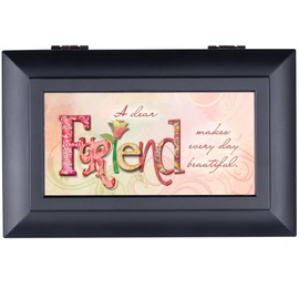 Dear Friend Makes Every Day Beautiful Matte Black Jewelry Music Box Plays Wonderful World