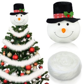 Syhood Christmas Tree Topper Winter Snow Man Topper with 2 Pcs 18 ft White Xmas Garland Xmas Tree Top Christmas Decorations Snowman Ornaments for Holiday Home Party Decorations