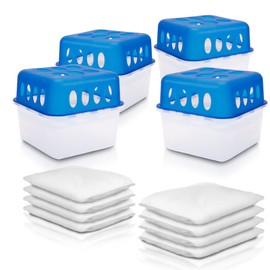 BigDean 4 x Dehumidifier Moisture Stoppers with 8 x 400 g Refill Bags Granules - Moisture Killer Room Dehumidifier Refillable + Reusable without Electricity