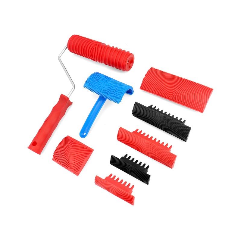 QWORK® 8Pcs Wood Grain Tool Set, Rubber Painting Tool Set