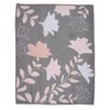 Lambs & Ivy Petals Gray/Pink Sateen Cotton Floral 3-Piece Baby