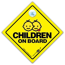 Children On Board Car Sign Suction Cup Car Window Sign, Baby On Board Sign Style for Children in The Car
