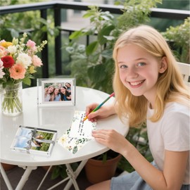 JOHOUSE 4 x 6 Acrylic Picture Frames 5 Pack, Double Sided Magnetic Photo Frames Self Standing Frameless Transparent for Desktop Display