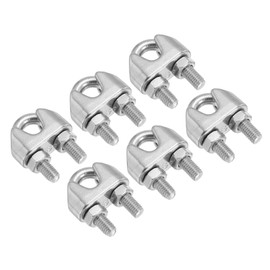 PATIKIL 5/16" / 8mm Wire Rope Cable Clip Clamp, 6Pcs M8 304 Stainless Steel U Bolt Saddle Fastener for Rigging Railing, Silver Tone