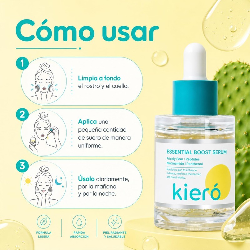 KIERO Serum Facial Niacinamida y Péptidos Essential Boost 30 ml