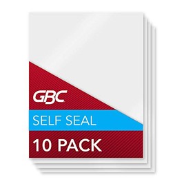 GBC Laminating Sheets, Self Adhesive Pouches, Letter Size, Glossy, 3 Mil, SelfSeal, 10 Pack (3747308)