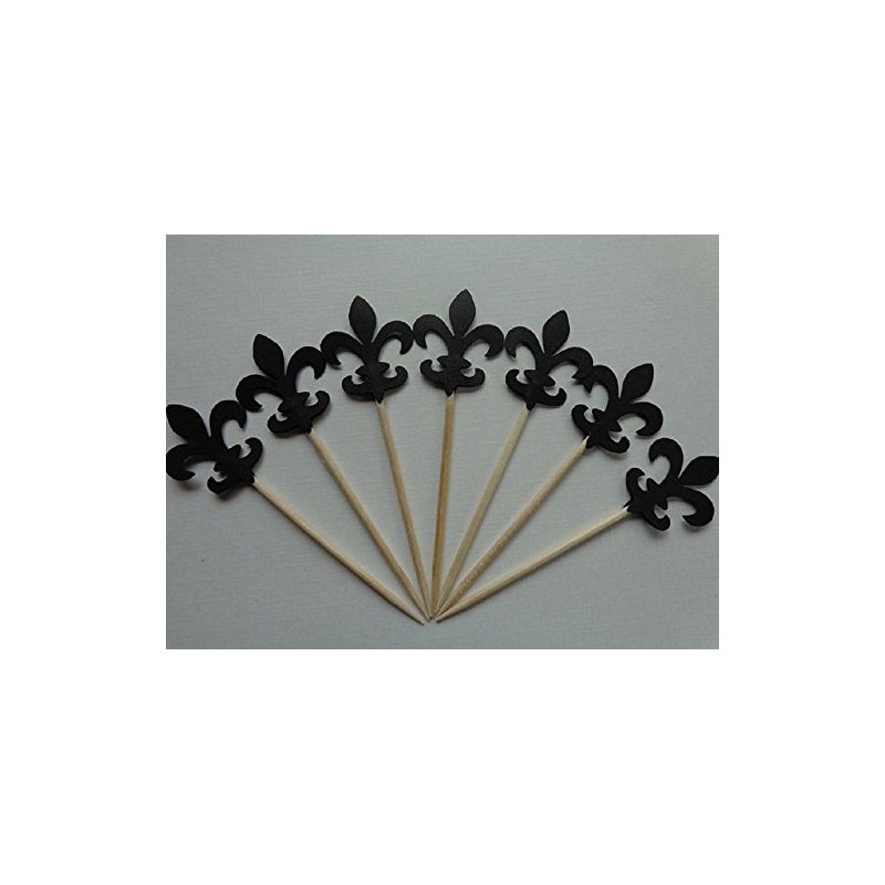 Black Fleur De Lis Cupcake Toppers - Party Picks -