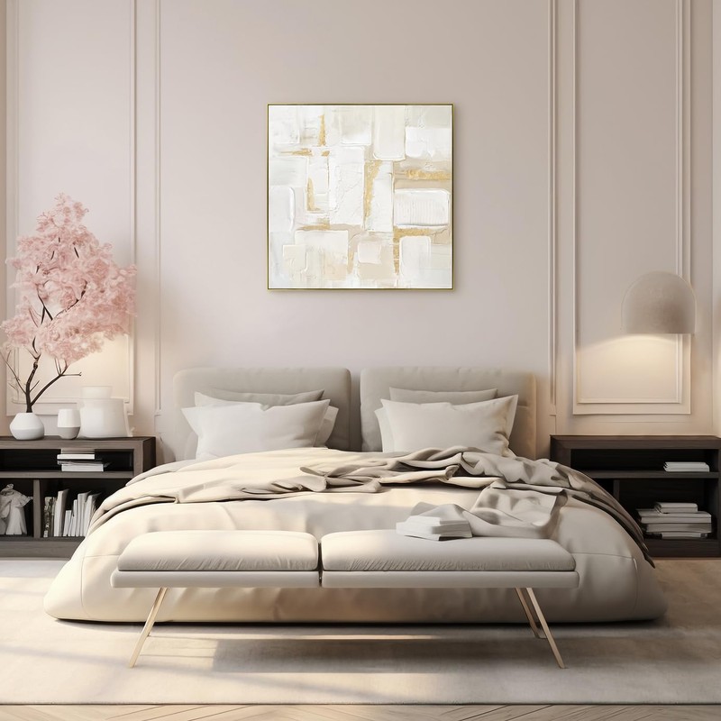 VGICH Modern Abstract Canvas Wall Art 31.5x31.5 Inches - White