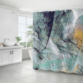 FAIRYGATE Blue Shower Curtain Marble Shower Curtains Abstract Luxury Modern Waterproof Bathroom Bath Curtains With 12 Hooks 180 x 180 cm B9019