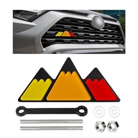 Car Tri-Color Grille Emblem, Auto Snow Mountain Decoration Sticker Triangle Badge Decal, Car Bumper 3-Color Decoration Accessories, Universal for Most