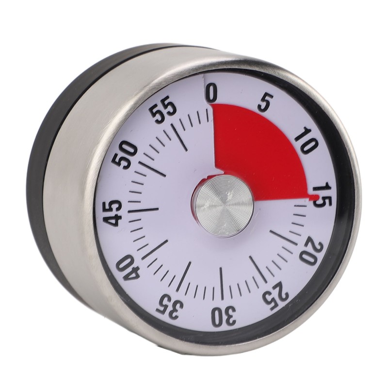 Mechanical Countdown Timer 60 Minute Magnetic Stainless Steel Visual Kitchen