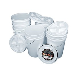 ELLASSAY Bucket Kit, Five 6-Gallon White Buckets with Gamma Seal Lids