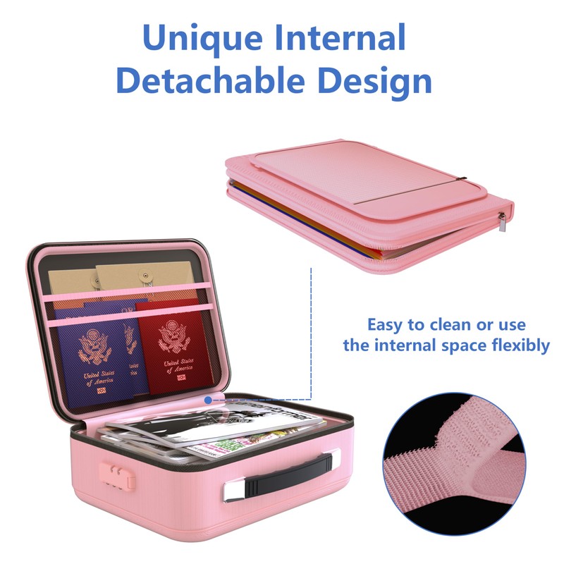 TIGERKING Fireproof Document Box Hard Case with Water-Resistant Zipper, Fireproof