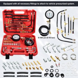 Therwen 45 Pcs Gauge 0-140 Psi Fuel Injection Pressure Tester Kit 8 Pcs Gauge 0-300 Psi Compression and Spark Plug Tester, Oil Pressure Gauge Automotive Tool Kit for Motorcycle Car Truck