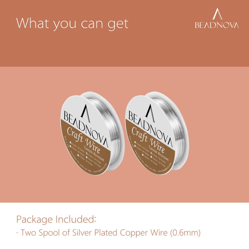 BEADNOVA 22 Gauge Wire for Jewelry Making Tarnish Resistant Copper