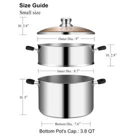 VENTION Small Vegetable Steamer 8.7 Inch, Stainless Steel Steamer for Cooking, 3.8 QT Induction Steamer Pot, Steam Pot